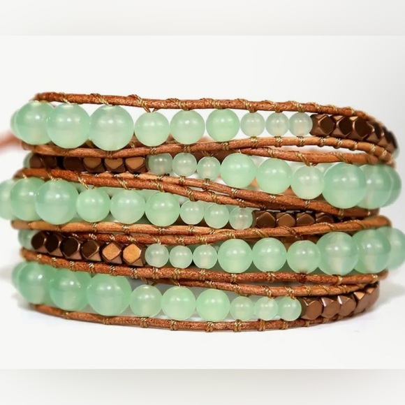 Jewelry - Green Aventurine Beaded Wrap Bracelet 34”